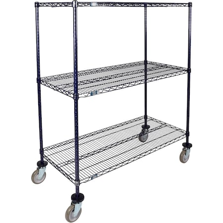 Nexel 3 Shelf Truck, Nexelon, 48inW x 21inD x 60inH, Polyurethane Swivel Casters B3151697